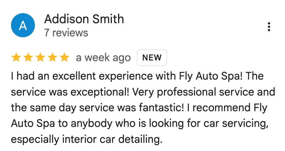 Google review from Addison Smith