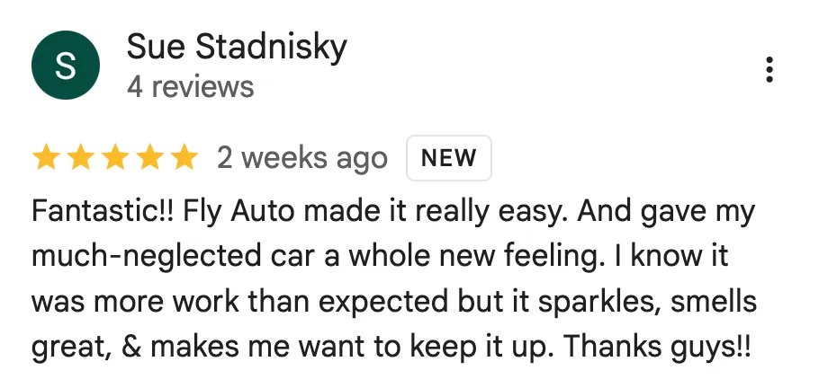 Google review from Sue Stadnisky