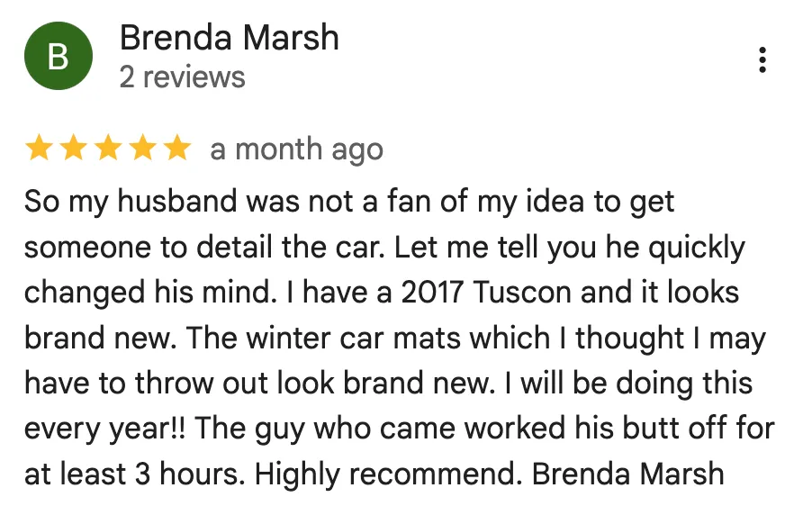 Google review from Brenda Marsh