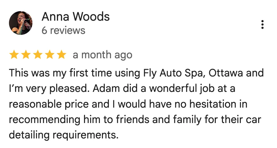 Google review from Anna Woods